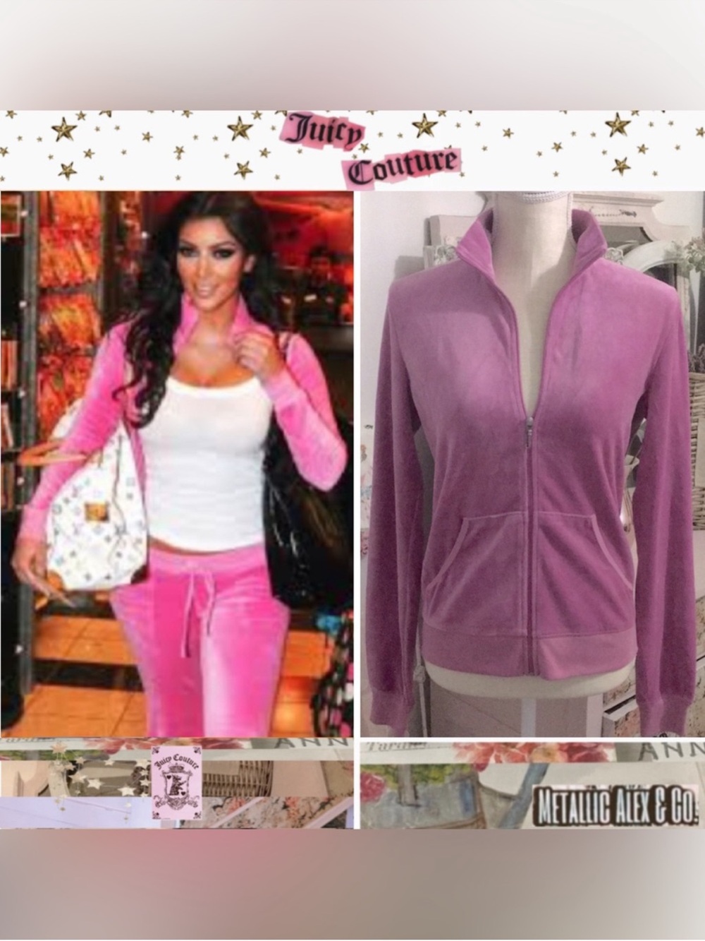 ASO NWT Y2K✨VINTAGE Juicy Couture Velour JZip Jacket Purple Sz Lg RARE